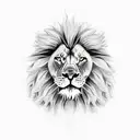 A powerful black and white sketch of a lion and rose tattoo design idea