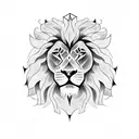 A powerful black and white sketch of a lion's head, with the Dominican Republic flag incorporated in the background tattoo design idea
