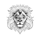 A powerful black and white sketch of a lion's head, with the Dominican Republic flag incorporated in the background tattoo design idea