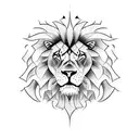 A powerful black and white sketch of a lion's head, with the Dominican Republic flag incorporated in the background tattoo design idea