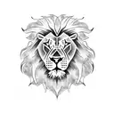 A powerful black and white sketch of a lion's head, with the Dominican Republic flag incorporated in the background tattoo design idea