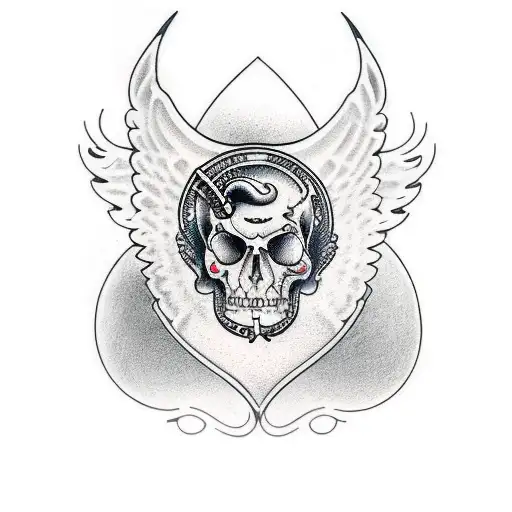 lespaul guitar with side wings black and grey tattoo design idea