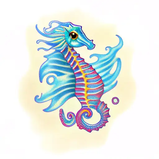 seahorse on computer  tattoo design idea