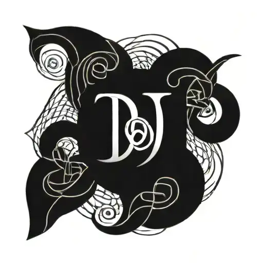 D A initial with love and eternal symbol intertwined tattoo design idea