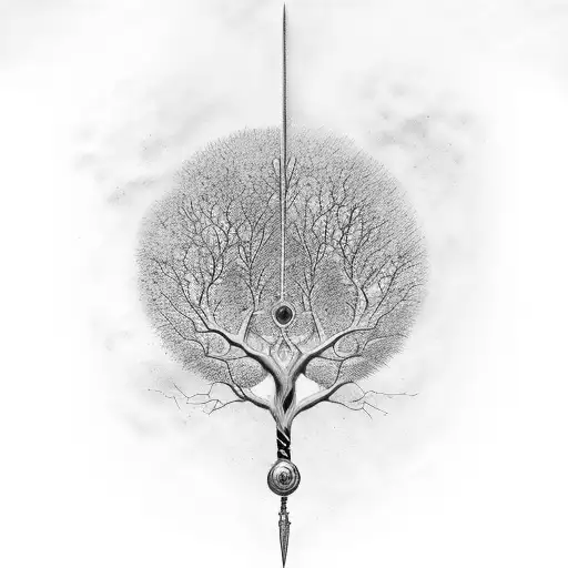 dna tree with a sword tattoo design idea