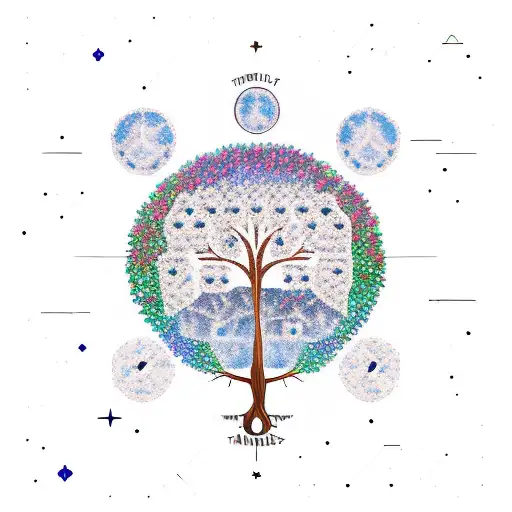 A family tree intertwined with constellations tattoo design idea