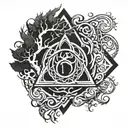 Triquetra and the burning tree of life half dry tattoo design idea