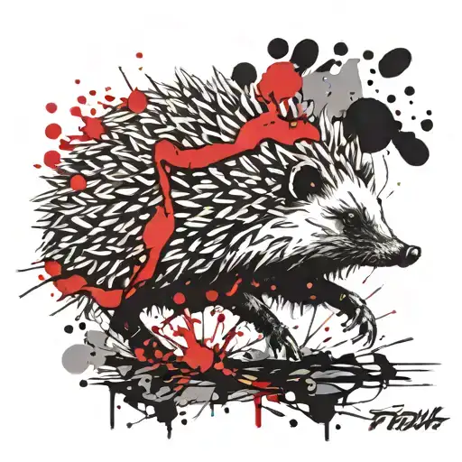 running hedgehog tattoo design idea