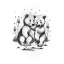 silly goose and bear cub tattoo design idea
