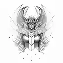 Valkyrie overlooking battlefield  tattoo design idea