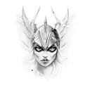 Valkyrie overlooking battlefield  tattoo design idea