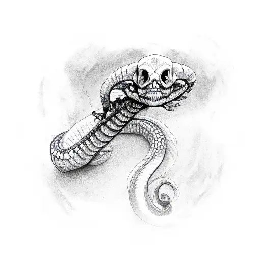 under water snake Skeleton tattoo design idea
