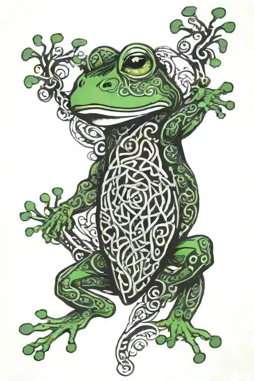 frog and celtic tree of life tattoo design idea