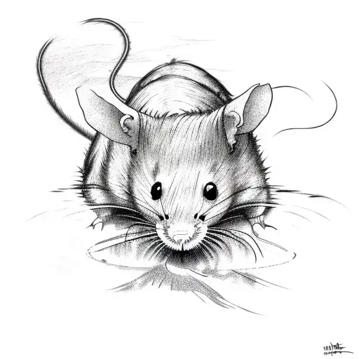 rat with dreadlocks relaxing floating down a river on a raft tattoo design idea