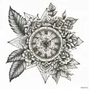 clocks and flowers of sons name and dates 2017 2021 2008 tattoo design idea