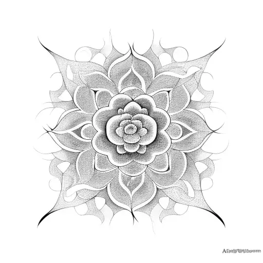 A blackwork tattoo of a flower blooming into a spiral galaxy tattoo design idea