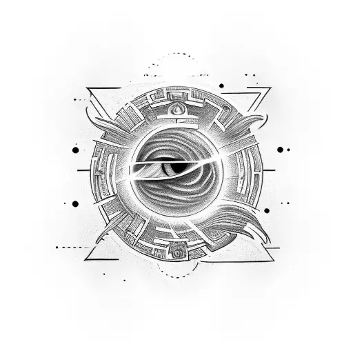 Anúbis, black hole, Hieroglyphs  tattoo design idea