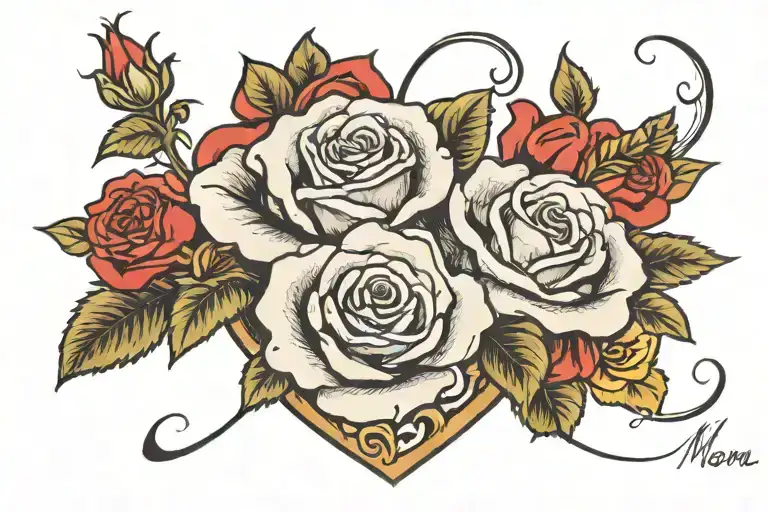 rose for Mom in my heart forever tattoo design idea