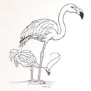 flamingo with capybara  tattoo design idea