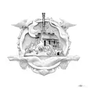 An intricate design combining elements of Greek mythology and the client's favorite place, Puerto Rico, symbolizing a connection between ancient legends and personal roots tattoo design idea