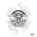 An intricate design combining elements of Greek mythology and the client's favorite place, Puerto Rico, symbolizing a connection between ancient legends and personal roots tattoo design idea