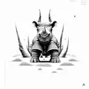 rhino on savannah looking back tattoo design idea