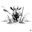 rhino on savannah looking back tattoo design idea