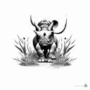 rhino on savannah looking back tattoo design idea