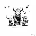 rhino on savannah looking back tattoo design idea