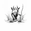 rhino on savannah looking back tattoo design idea