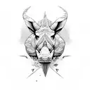 rhino on savannah looking back tattoo design idea