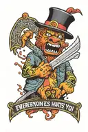 everyone hates you with sour patch kid holding straight razor tattoo design idea