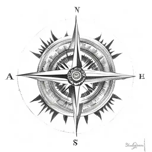 A sketch-style compass rose with Lord Shiva's third eye as the focal point tattoo design idea
