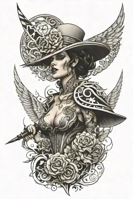 intelligence power warrior woman wearing tattoo design idea
