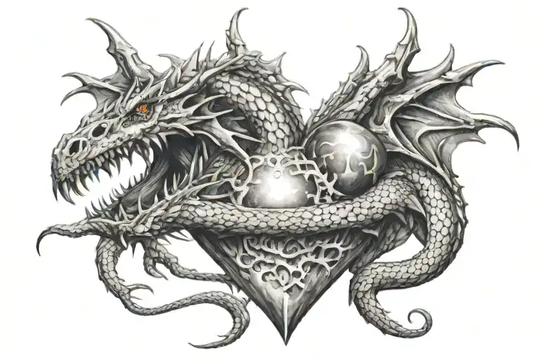 a dragon killed someone ate his heart tattoo design idea