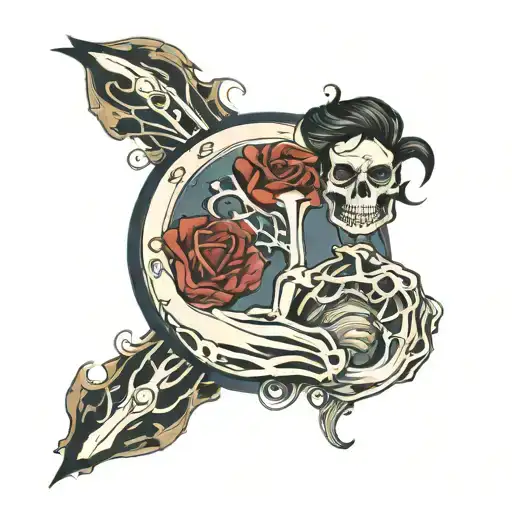exposed bone on left pec and left arm sleeve tattoo design idea