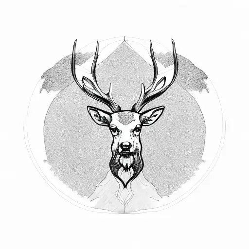 stag head into tree of life  tattoo design idea