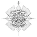 Christian Cross with a flower  tattoo design idea