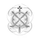 Christian Cross with a flower  tattoo design idea