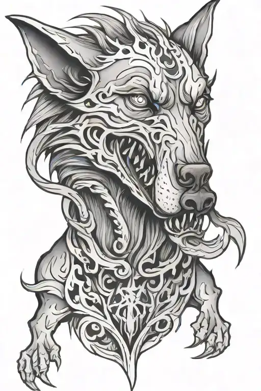 hell hound tattoo design idea