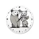 clock with family and wood and bear tattoo design idea