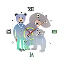 clock with family and wood and bear tattoo design idea