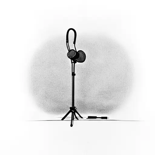 guitar and microphone under a tree tattoo design idea