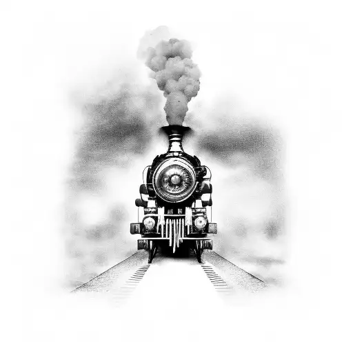 A steam train with a motorcycle engine tattoo design idea