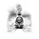 A steam train with a motorcycle engine tattoo design idea