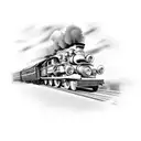 A steam train with a motorcycle engine tattoo design idea