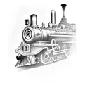 A steam train with a motorcycle engine tattoo design idea