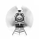 A steam train with a motorcycle engine tattoo design idea