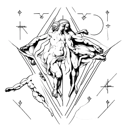 creation of adam michelangelo tattoo design idea