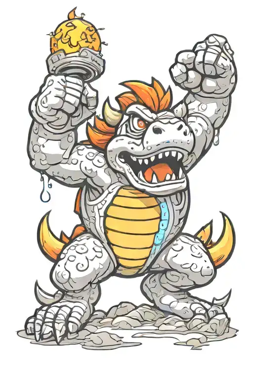 Mario bros lava world bowser overlooking all tattoo design idea
